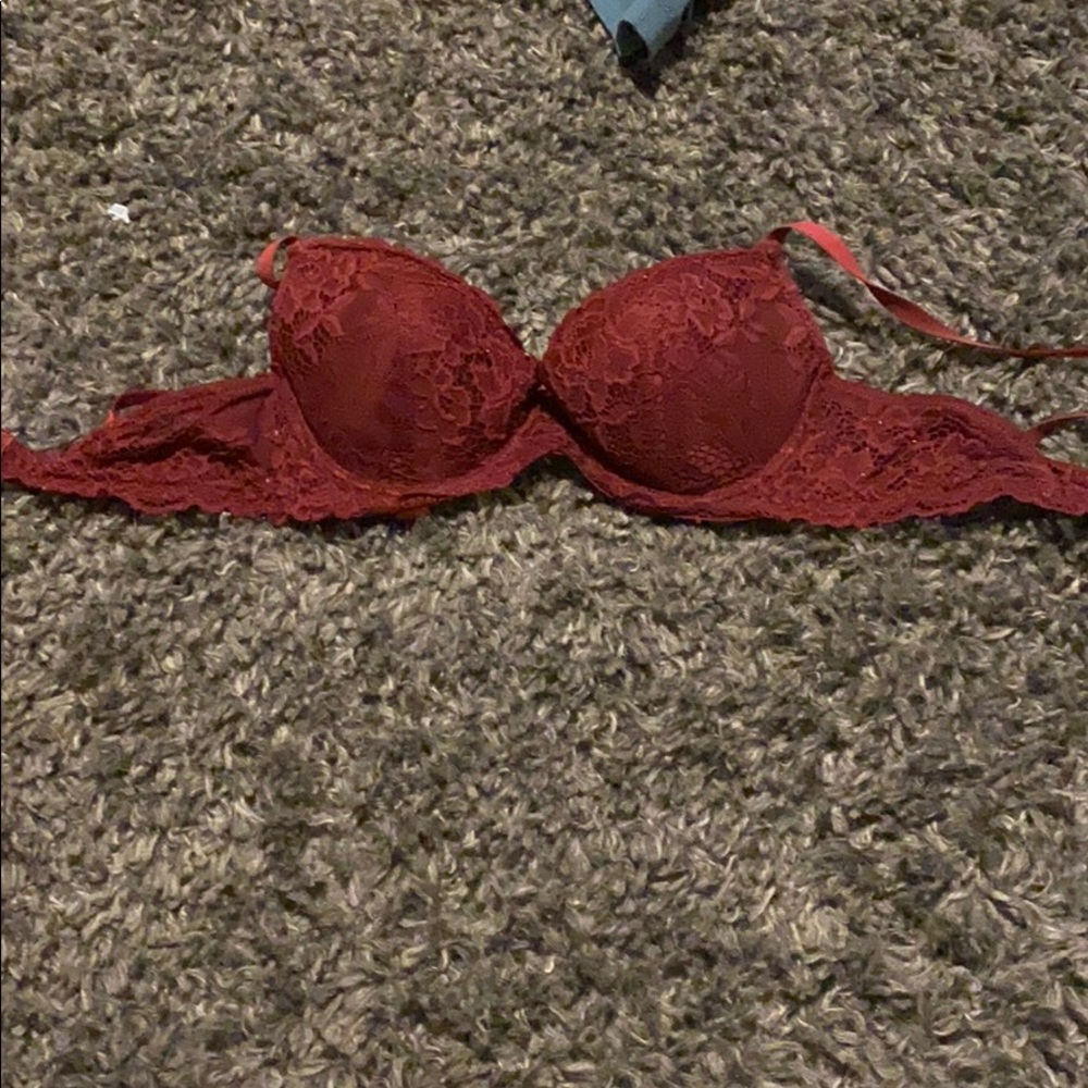 Red lace bra